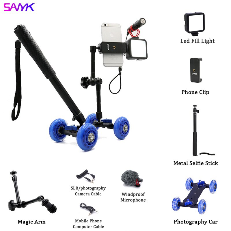 SANYK Vlogging Set Combo de polia para fotografia de quatro rodas
