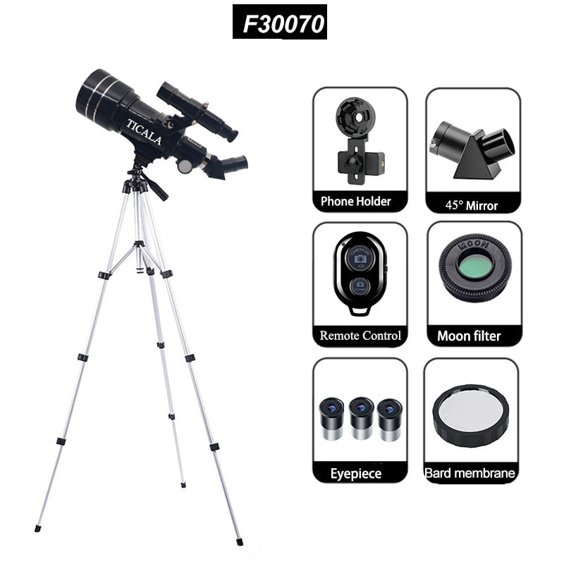 Professional Astronomical Telescope 150 Times Zoom HD High-Power Portable Tripod Night Vision Deep Space Star View Moon Universe