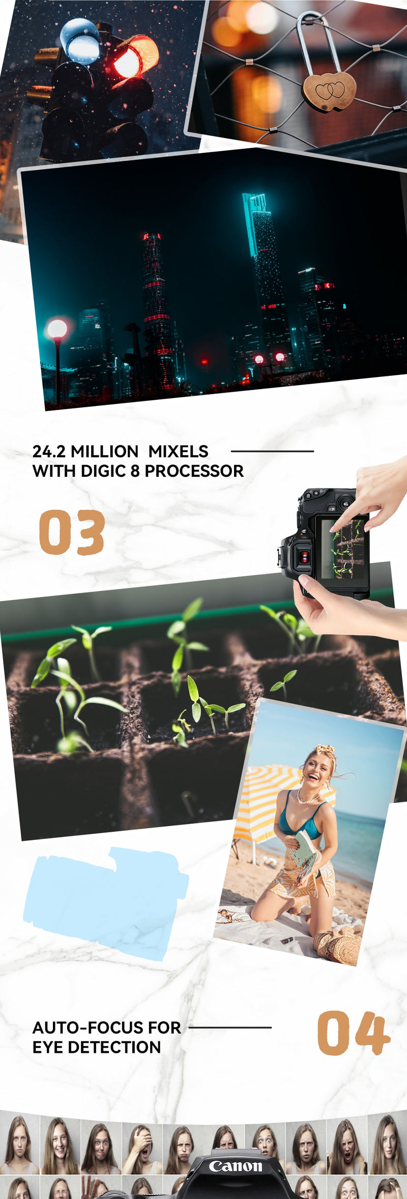 Câmera Canon EOS 250D Rebel SL3 200D II DSLR Com lente EF-S 18-55mm (NEW)