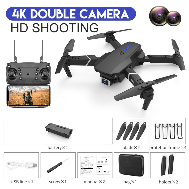 New Quadcopter E88 Pro WIFI FPV Drone With Wide Angle HD 4K 1080P Camera Height Hold RC Foldable Quadcopter Dron Gift Toy