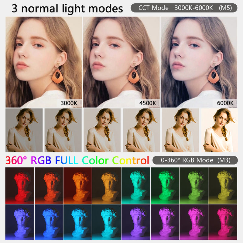 RGB Handheld Bastão LED de Fotografia com Bateria Recarregável