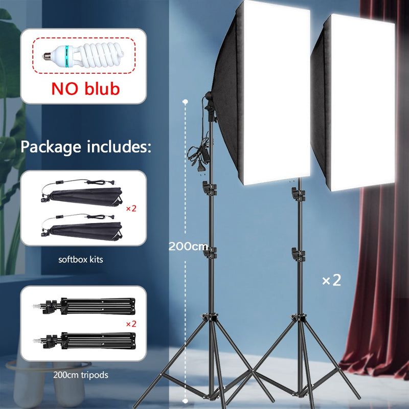 Professional Photography softbox Lighting soft box With Tripod E27 Photographic Bulb Continuous Light System for Photo studio