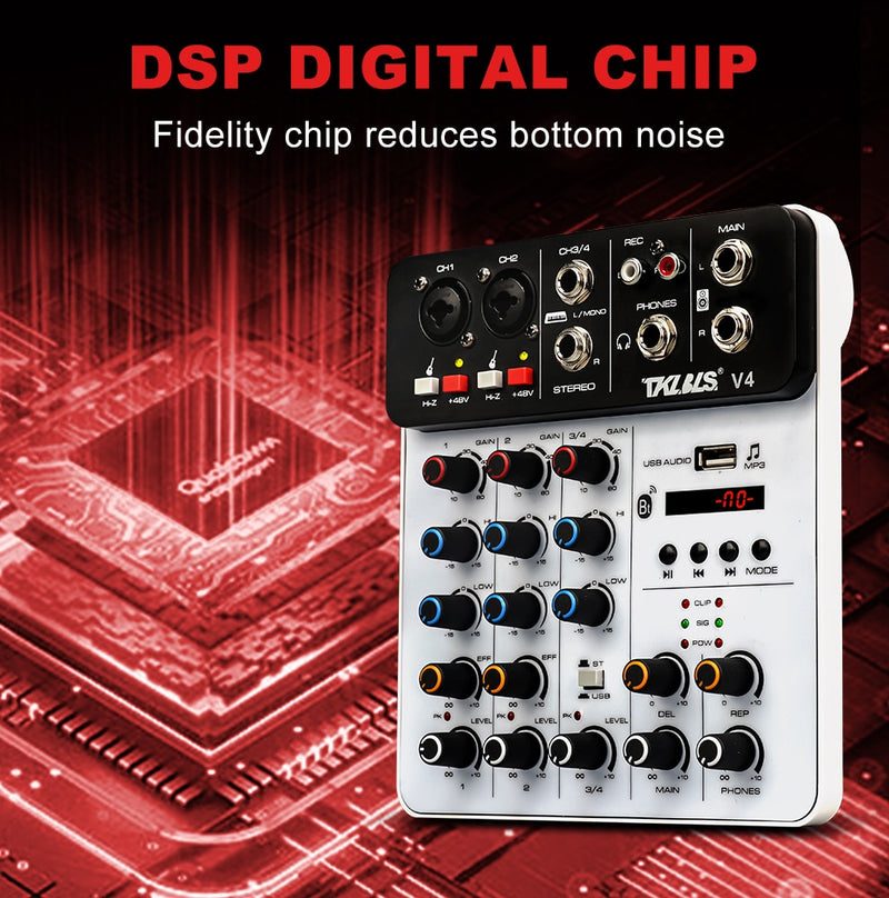 Mixer de áudio de 4 canais