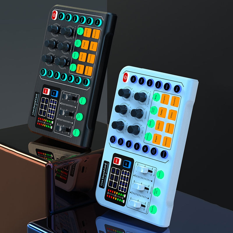 Live Sound Card Studio Record Professional Soundcard Bluetooth Microphone Mixer Voice Changer Live Streaming Audio Sound Mixer