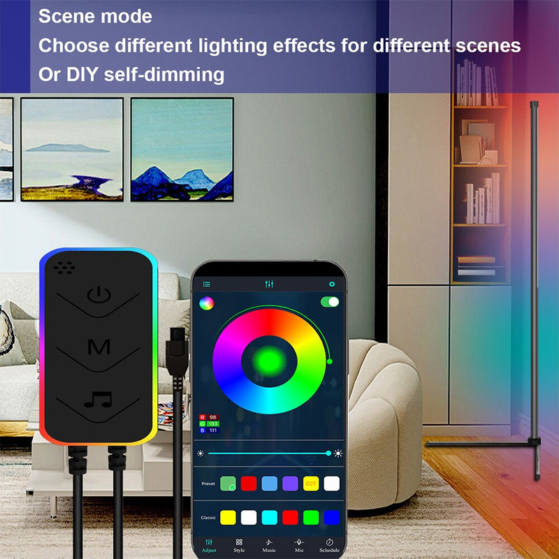 RGB LED Floor Light Corner Standing Lamp App Control Smart WIFI Tuya 1.2M Dimmable Living Room Ambient Light Home Decor Lamp