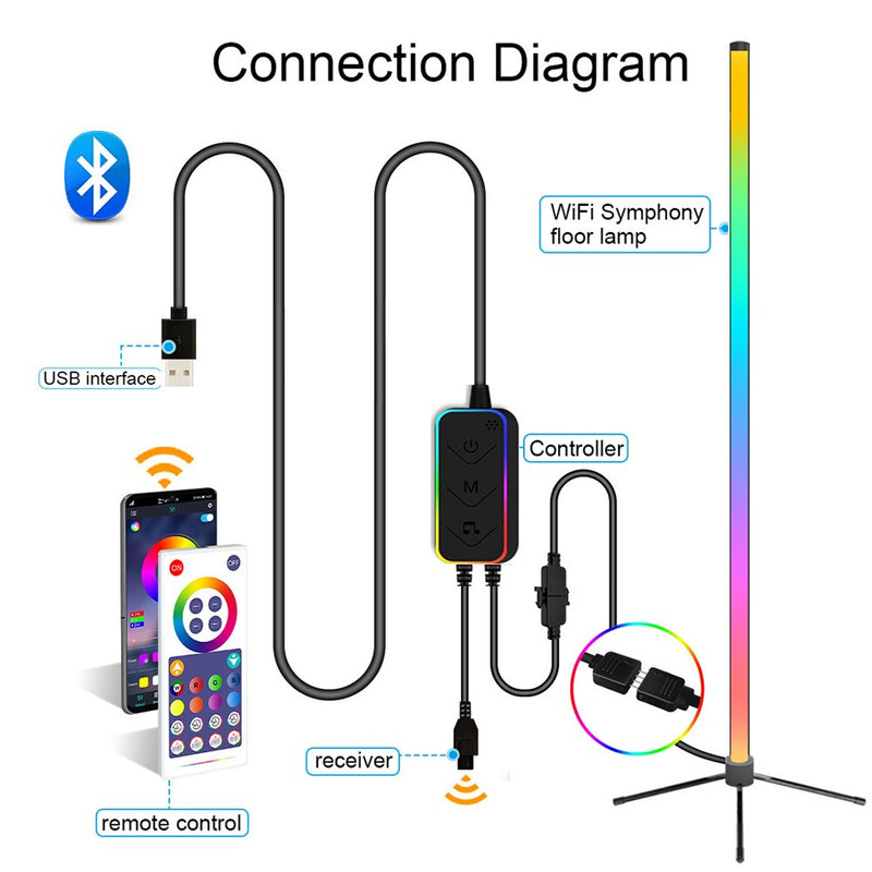 RGB LED Floor Light Corner Standing Lamp App Control Smart WIFI Tuya 1.2M Dimmable Living Room Ambient Light Home Decor Lamp