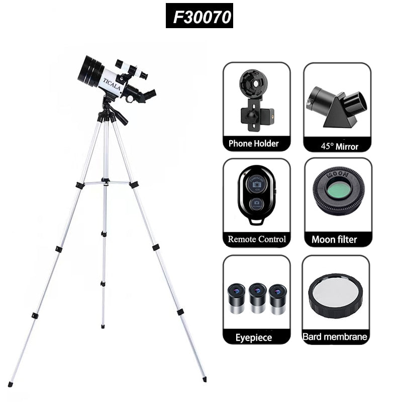 Professional Astronomical Telescope 150 Times Zoom HD High-Power Portable Tripod Night Vision Deep Space Star View Moon Universe
