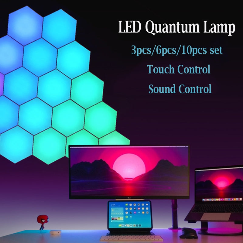 FTOYIN Hexagonal LED Quantum Lamp USB Remote APP Touch Sensor Night Light 3-10pcs Sound Control Creative Decoration Wall Lamp