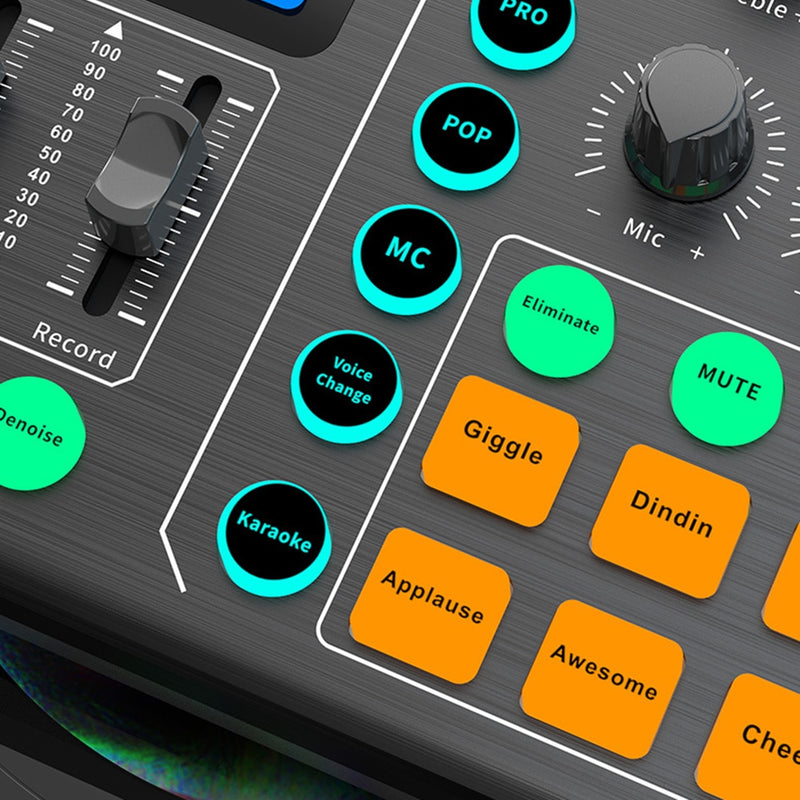 Live Sound Card Studio Record Professional Soundcard Bluetooth Microphone Mixer Voice Changer Live Streaming Audio Sound Mixer