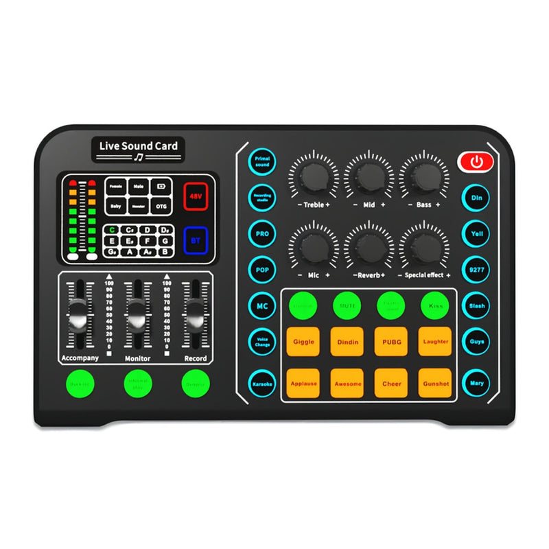 Live Sound Card Studio Record Professional Soundcard Bluetooth Microphone Mixer Voice Changer Live Streaming Audio Sound Mixer