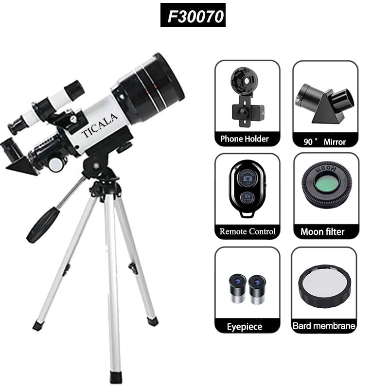 Professional Astronomical Telescope 150 Times Zoom HD High-Power Portable Tripod Night Vision Deep Space Star View Moon Universe
