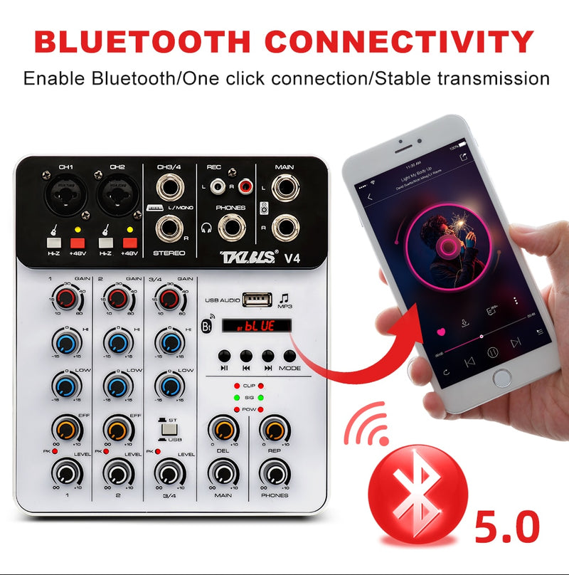 Mixer de áudio de 4 canais