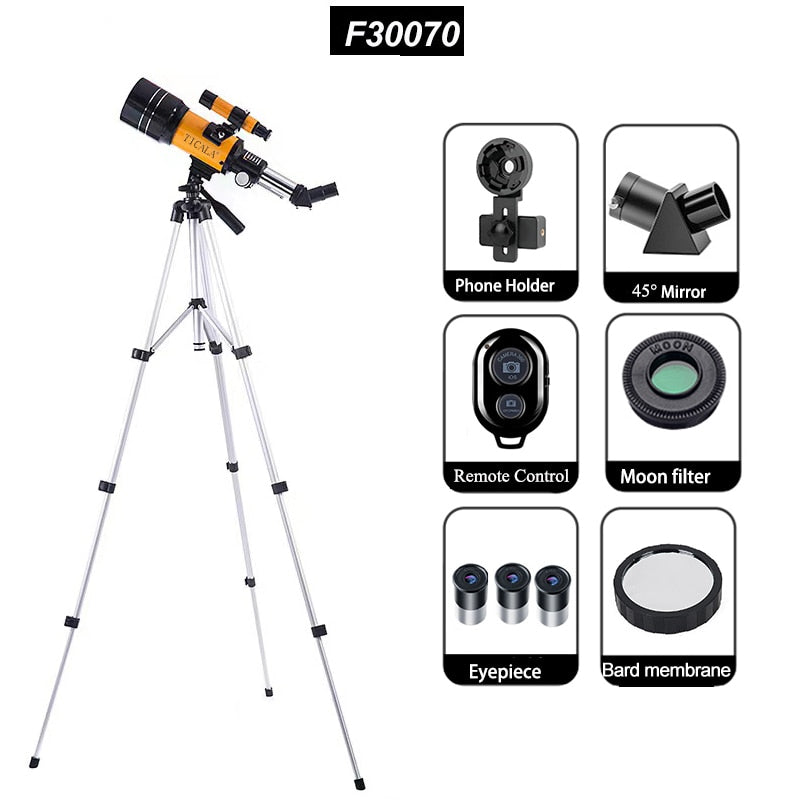 Professional Astronomical Telescope 150 Times Zoom HD High-Power Portable Tripod Night Vision Deep Space Star View Moon Universe