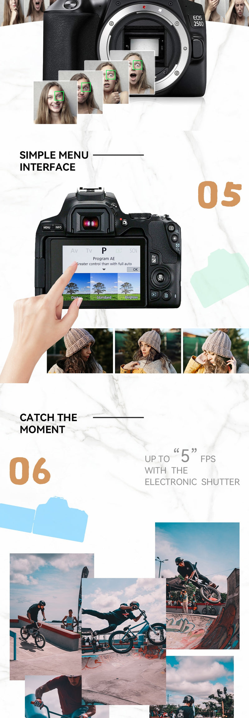 Câmera Canon EOS 250D Rebel SL3 200D II DSLR Com lente EF-S 18-55mm (NEW)