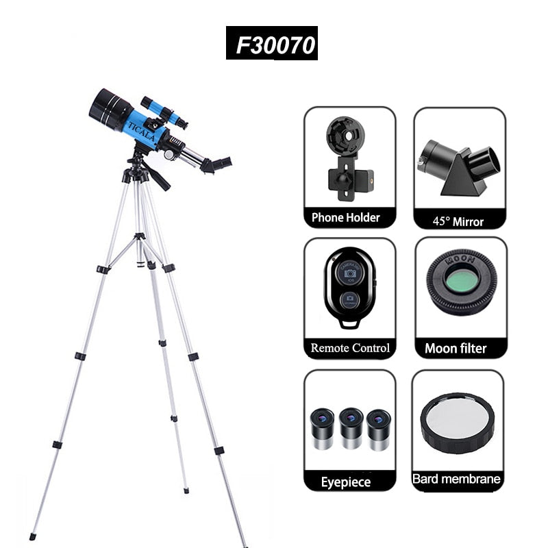 Professional Astronomical Telescope 150 Times Zoom HD High-Power Portable Tripod Night Vision Deep Space Star View Moon Universe