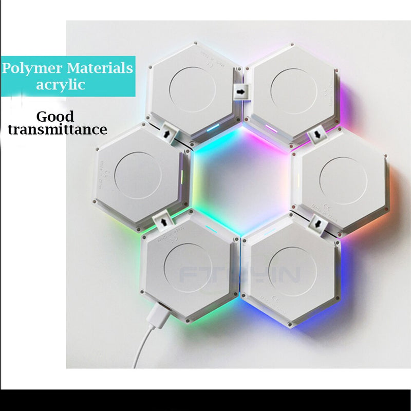 FTOYIN Hexagonal LED Quantum Lamp USB Remote APP Touch Sensor Night Light 3-10pcs Sound Control Creative Decoration Wall Lamp