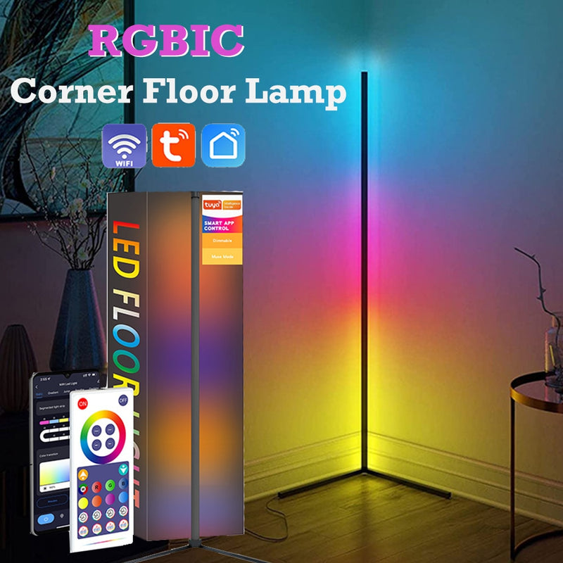 RGB LED Floor Light Corner Standing Lamp App Control Smart WIFI Tuya 1.2M Dimmable Living Room Ambient Light Home Decor Lamp