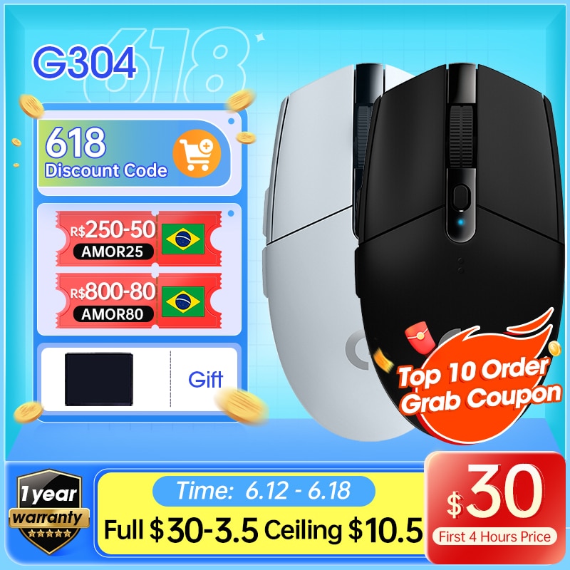 Original Logitech G304 / G305 Wireless Gaming Mouse PC Gamer 12000DPI Hero Sensor RGB Usb For Laptop Computer Mechanical Button